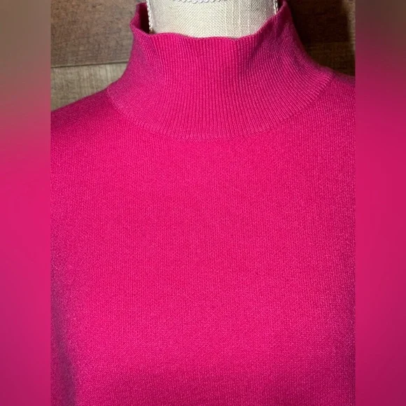 Entro Hot Pink Mock Neck Side Slit Sweater Long Sleeve size S/M - Picture 6 of 11